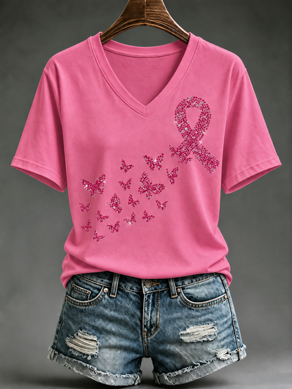 T-shirt à manches courtes pour le cancer du sein chez la femme