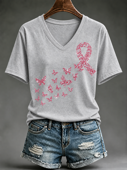 T-shirt à manches courtes pour le cancer du sein chez la femme