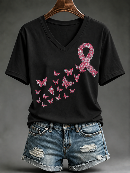T-shirt à manches courtes pour le cancer du sein chez la femme
