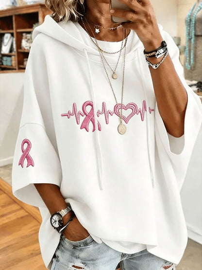 Sweat-shirt régulier de sensibilisation au cancer du sein chez la femme