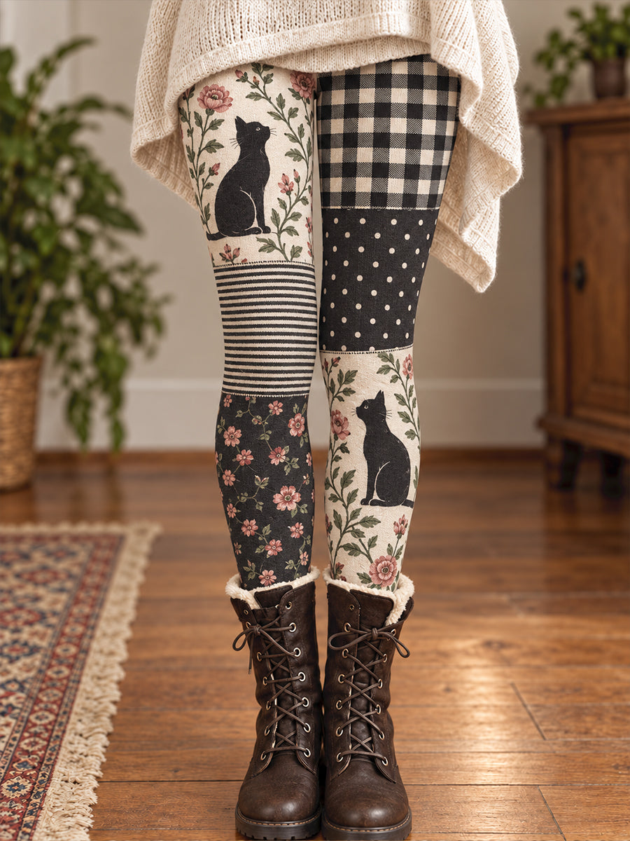 Leggings imprimés floraux artistiques pour femme, collection automne/hiver