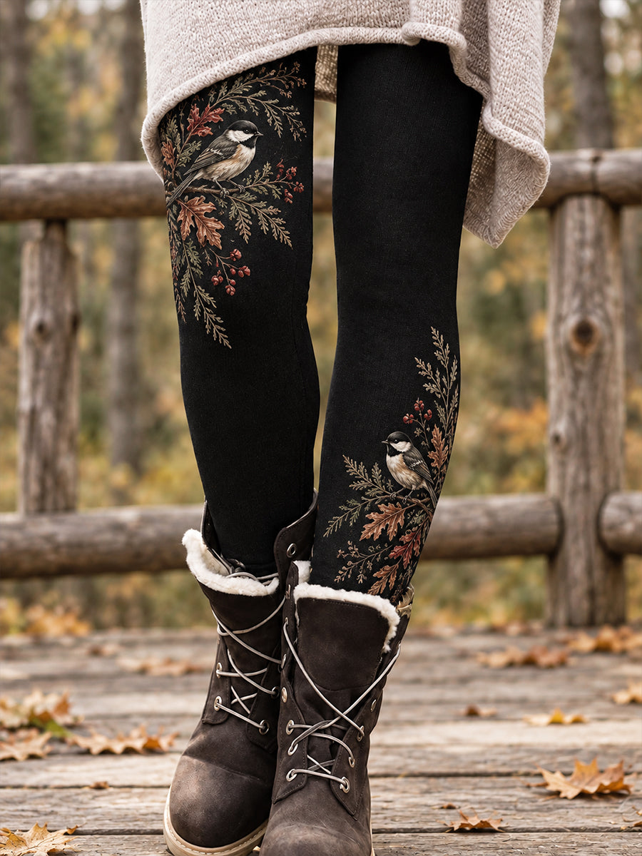 Leggings imprimés floraux artistiques pour femme, collection automne/hiver