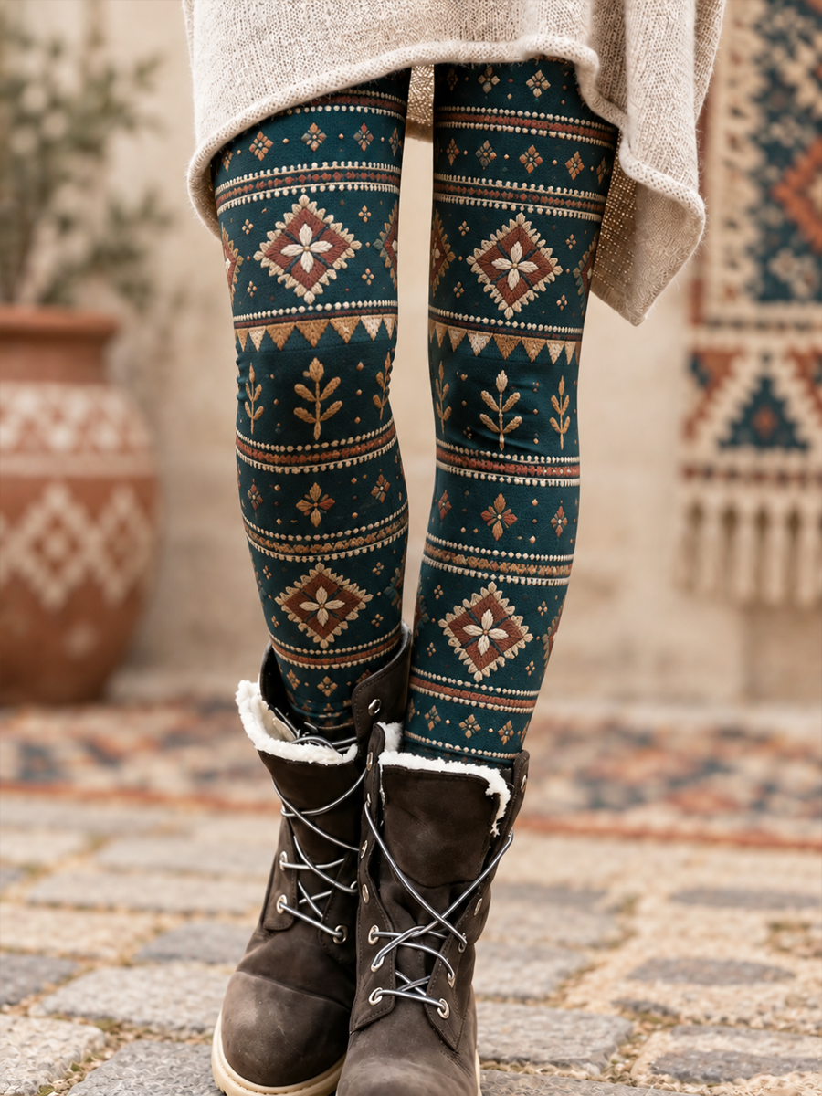 Leggings en velours à imprimé artistique pour femme, collection automne/hiver