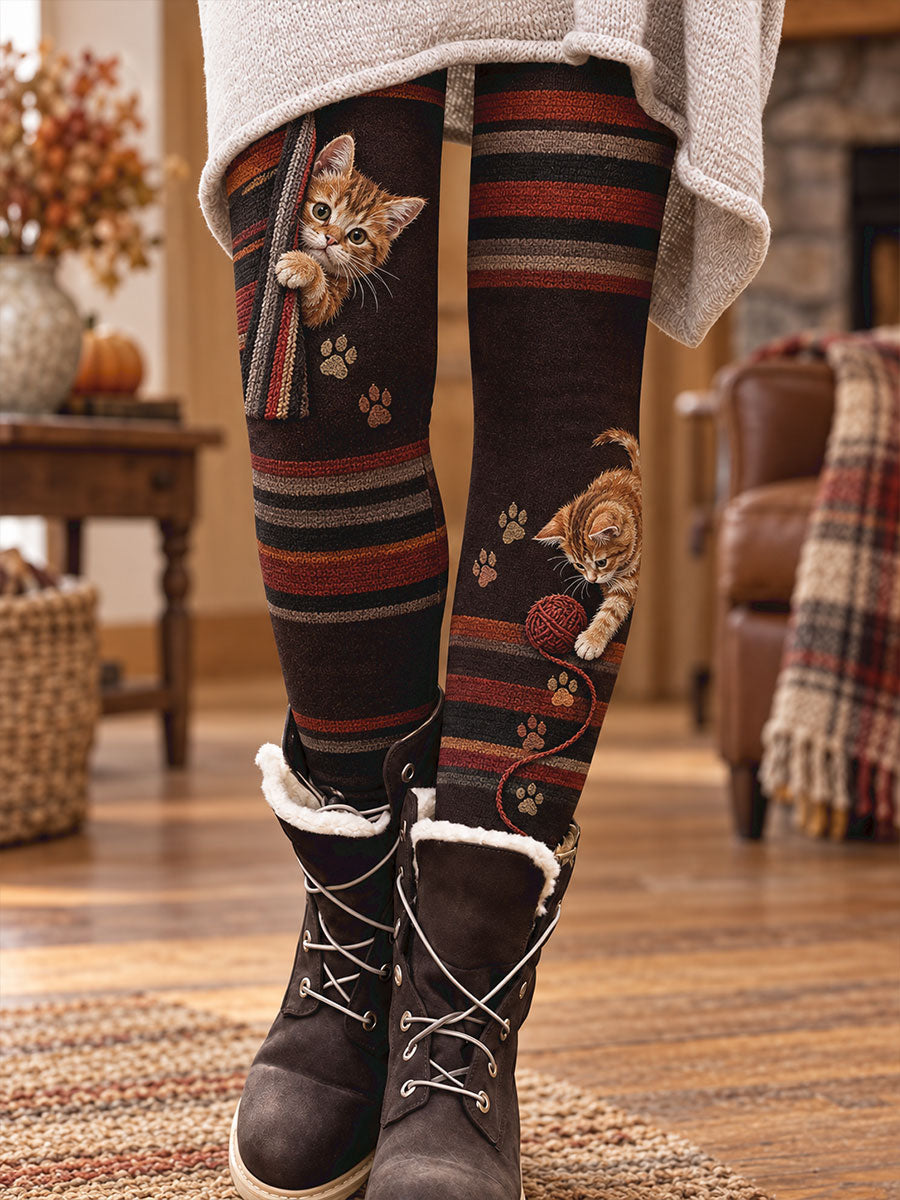 Femme Automne/Hiver Animal Pattes Floral Art Imprimé Leggings