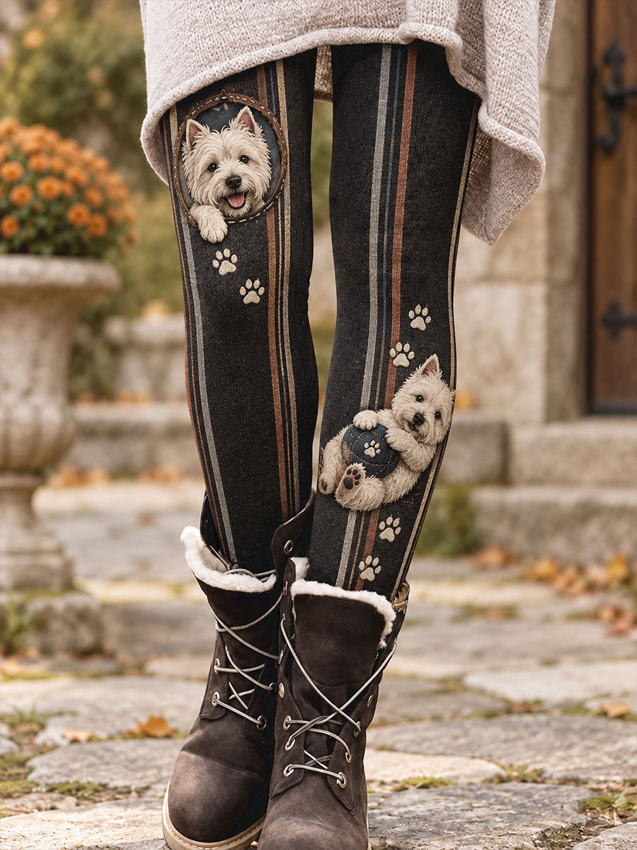 Leggings imprimés floraux motifs pattes d'animaux pour femme, collection automne/hiver