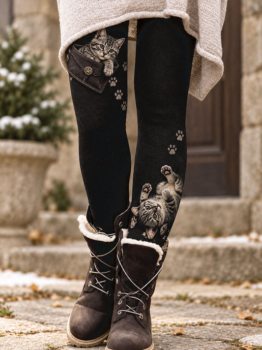 Leggings imprimés floraux motifs pattes d'animaux pour femme, collection automne/hiver