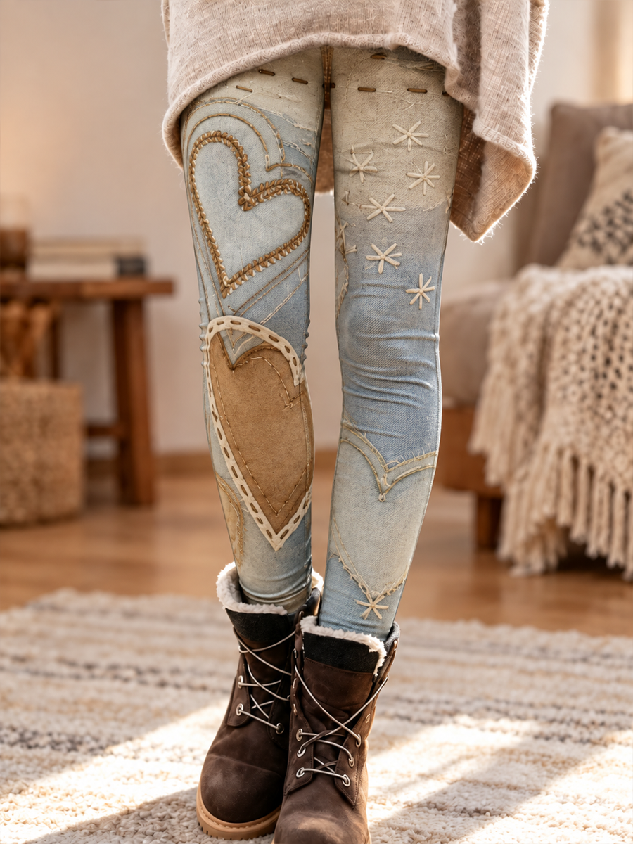 Leggings en velours à imprimé artistique pour femme, collection automne/hiver