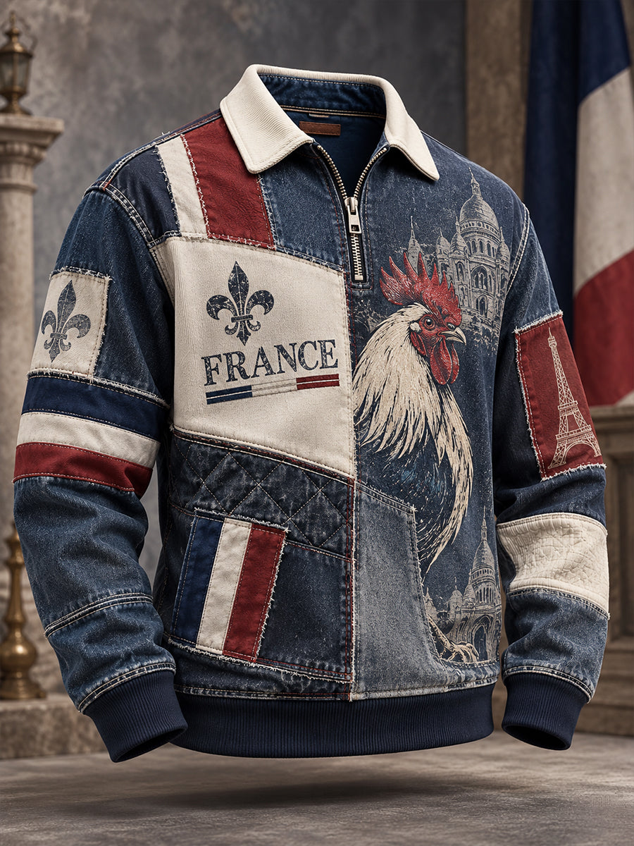 Sweat-shirt design drapeau patriotique français pour hommes
