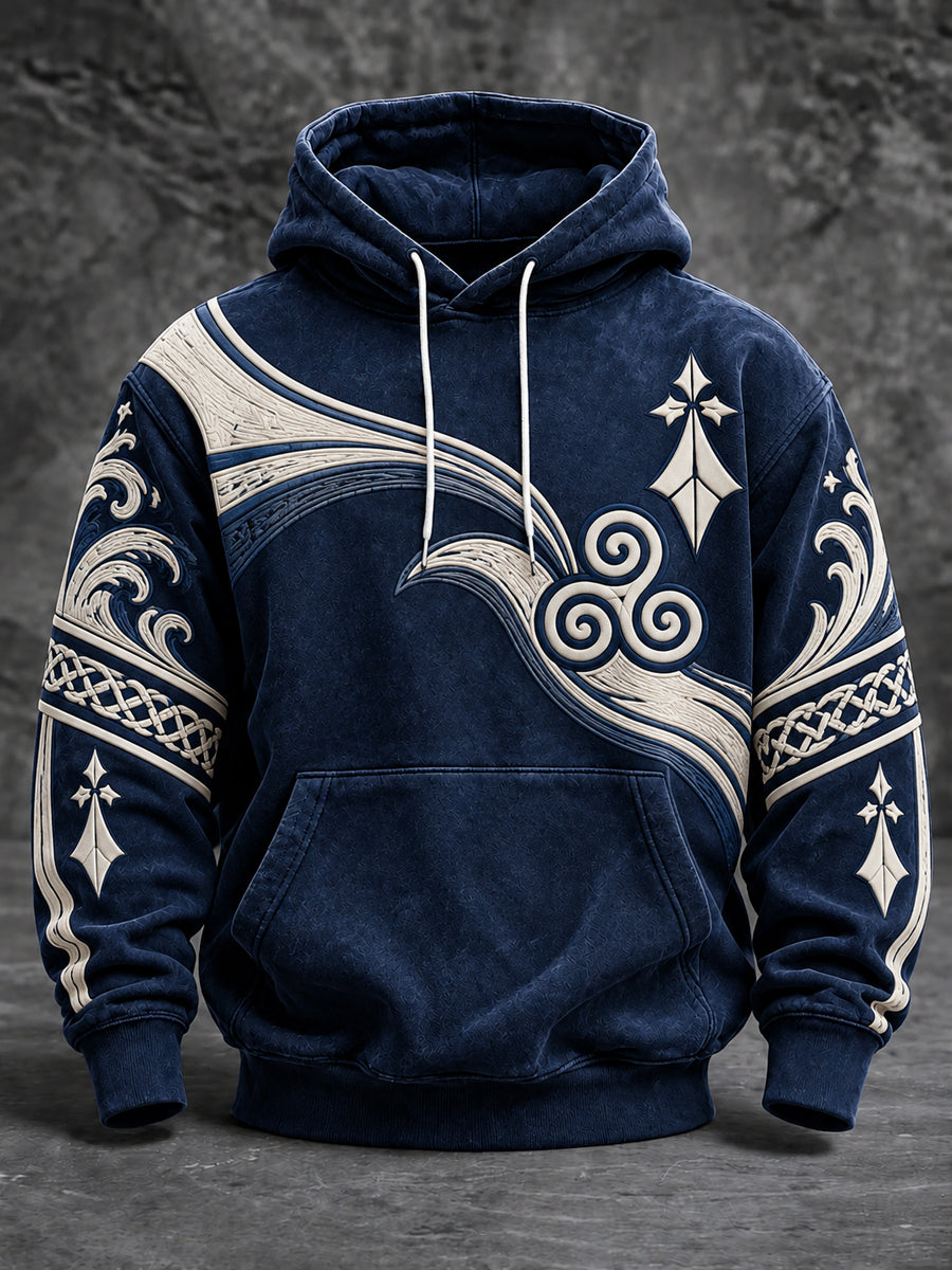 Sweat à capuche oversize à épaules tombantes avec poches pour homme, style Bretagne, France