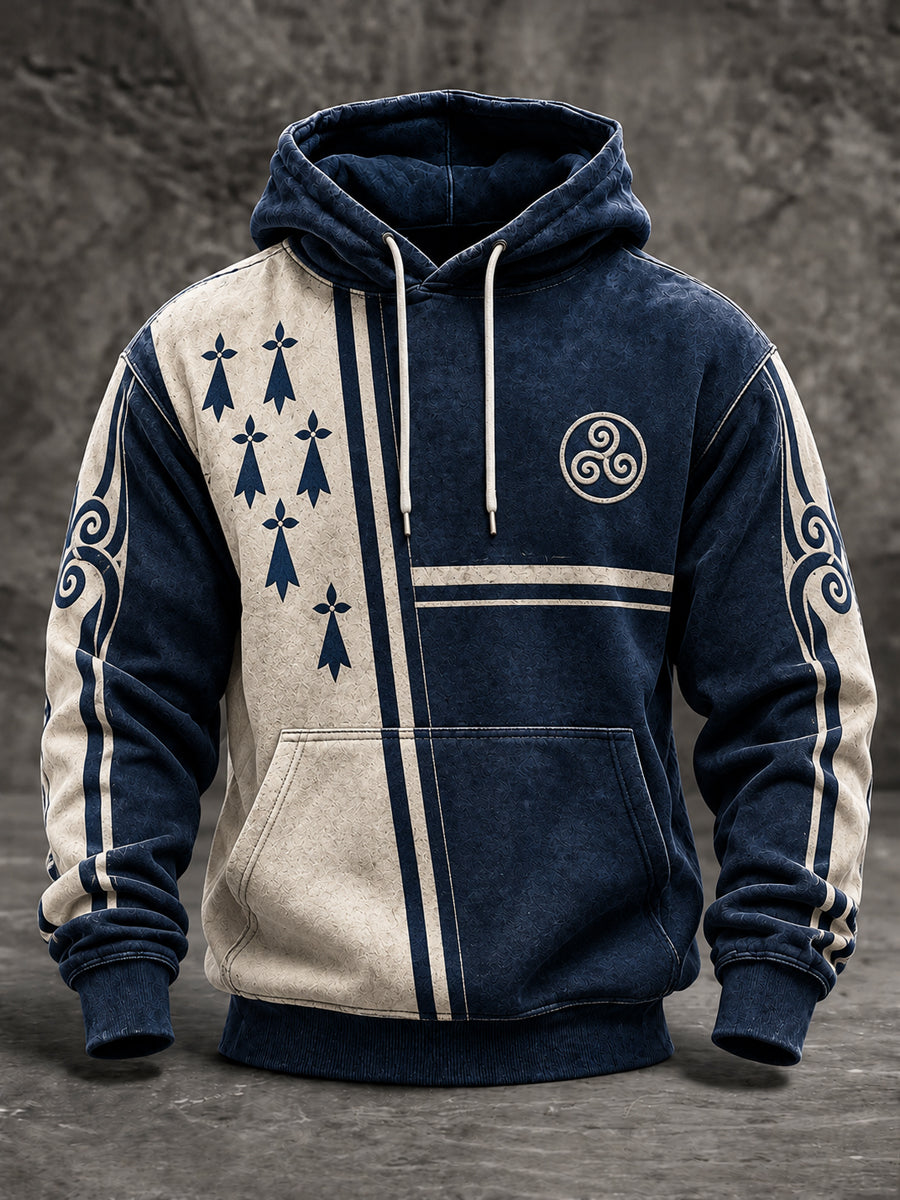 Sweat à capuche oversize à épaules tombantes avec poches pour homme, style Bretagne, France