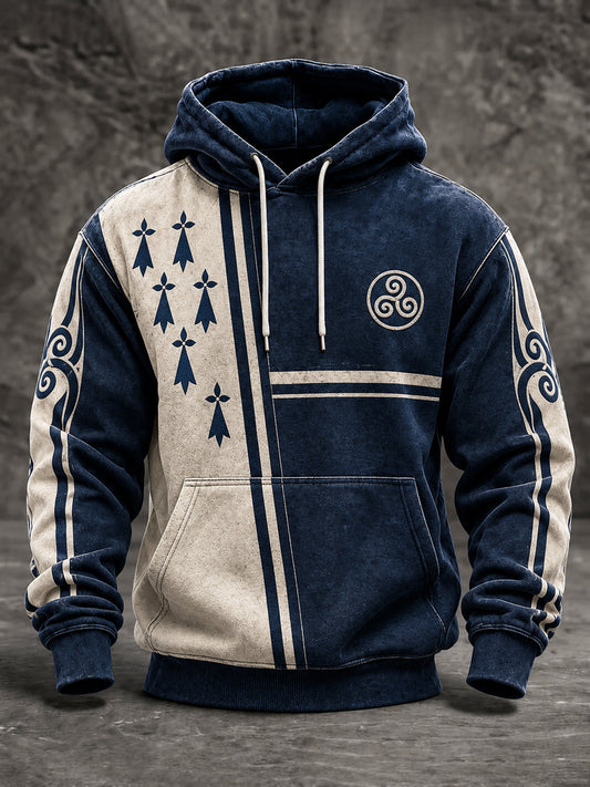 Sweat à capuche oversize à épaules tombantes avec poches pour homme, style Bretagne, France