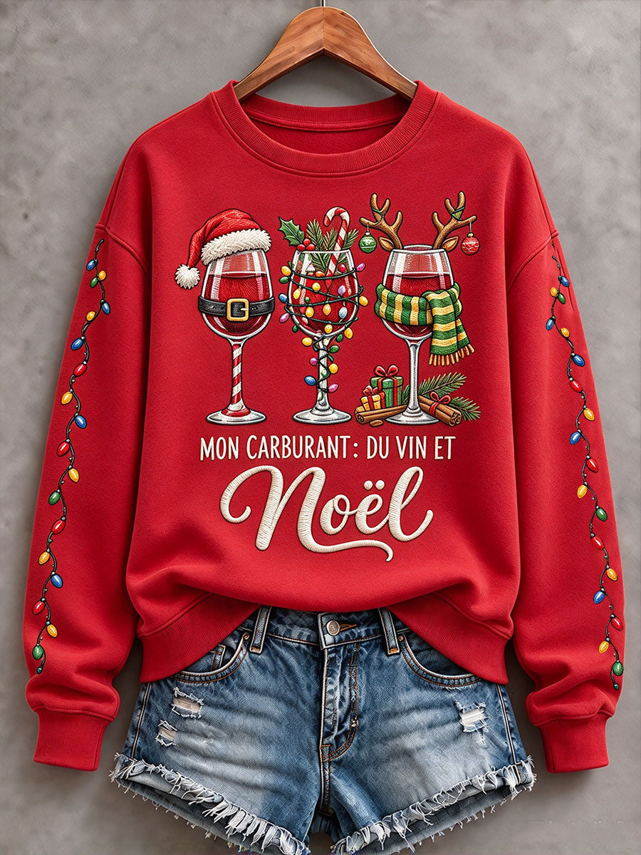 Chandail MON CARBURANT: DU VIN ET Noël Regular Femme