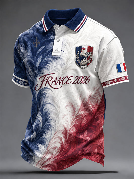 Chemise imprimée France de rugby pour homme
