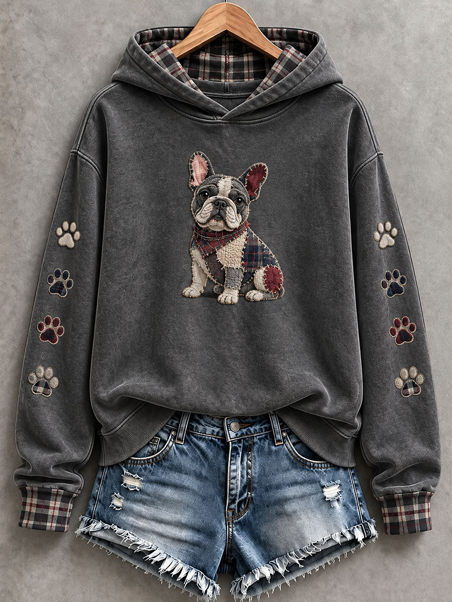 Sweat à capuche adorable pour femme, motif bouledogue français