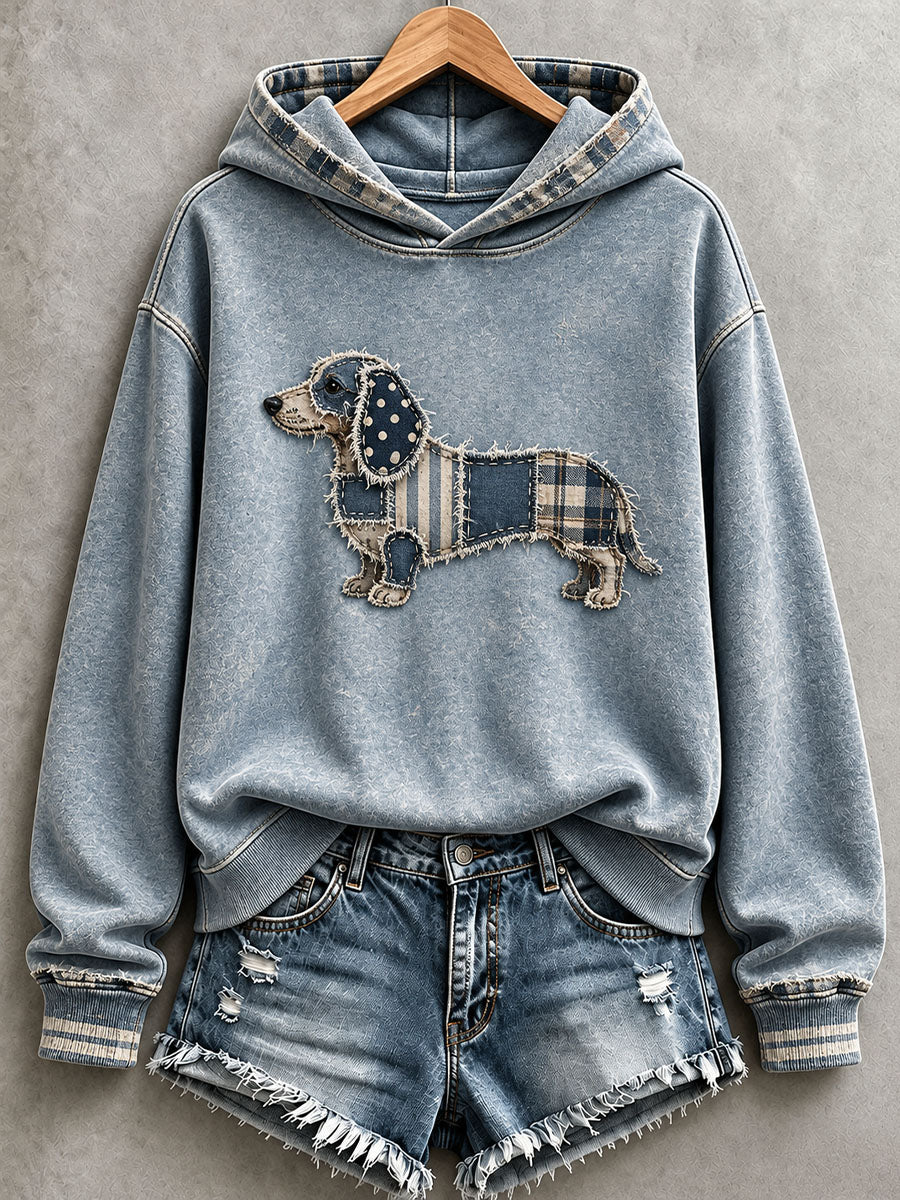Sweat à capuche adorable pour femme, motif teckel