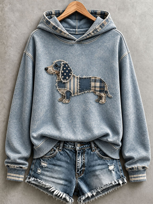 Sweat à capuche adorable pour femme, motif teckel
