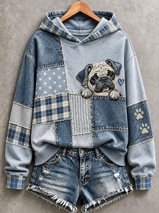 Chandail à capuchon Lovely Pug Femme