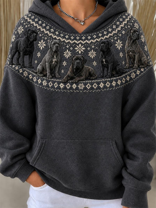 Vintage Cane Corso Chiens Yoke Isle Motif Imprimer Hoodie des femmes