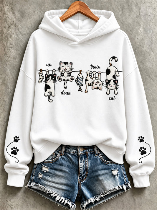 Sweat-shirt mignon à imprimé animalier pour femme