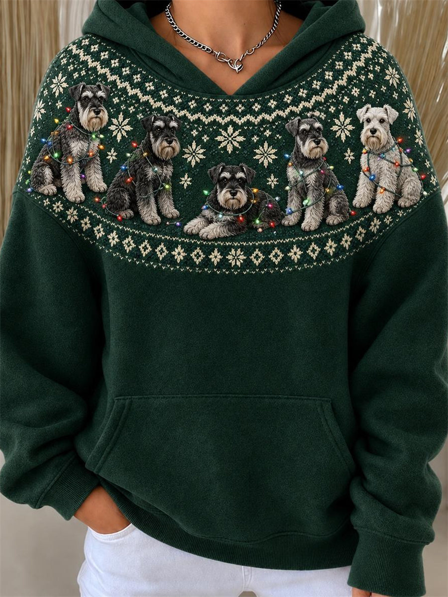 Noël Schnauzer Chiens Yoke Isle Motif Imprimer Hoodie des femmes