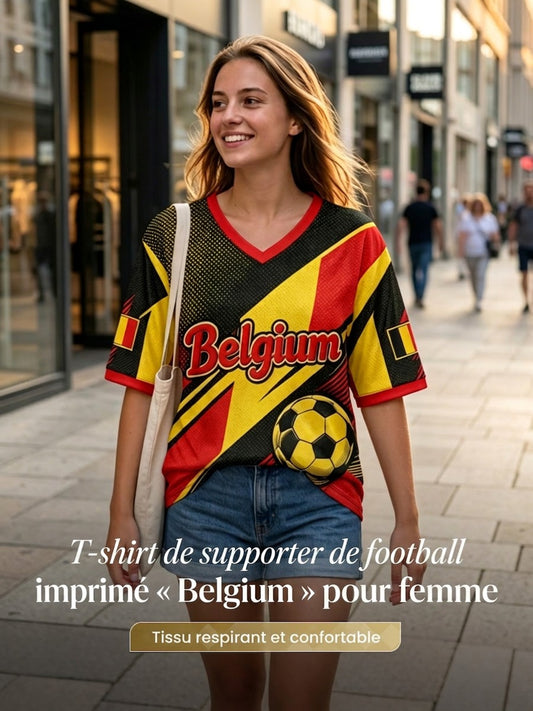 T-shirt de fan avec impression artistique pour soutenir le football féminin belge