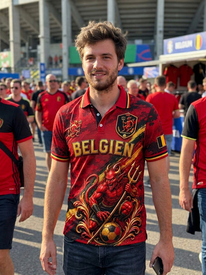 Polo à manches courtes pour homme avec imprimé footballistique
