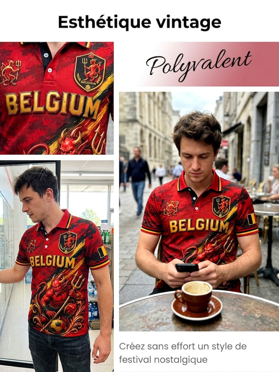 Polo à manches courtes pour homme avec imprimé footballistique