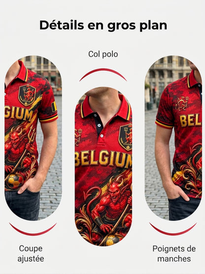 Polo à manches courtes pour homme avec imprimé footballistique