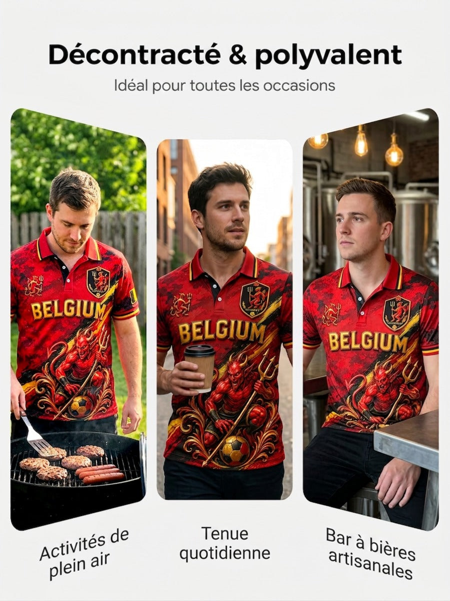 Polo à manches courtes pour homme avec imprimé footballistique
