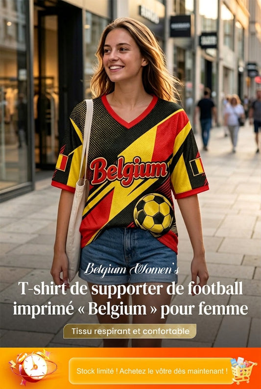 T-shirt de fan avec impression artistique pour soutenir le football féminin belge