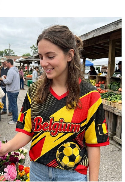 T-shirt de fan avec impression artistique pour soutenir le football féminin belge