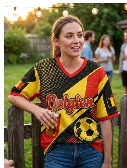 T-shirt de fan avec impression artistique pour soutenir le football féminin belge