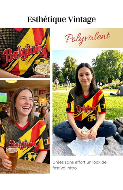 T-shirt de fan avec impression artistique pour soutenir le football féminin belge