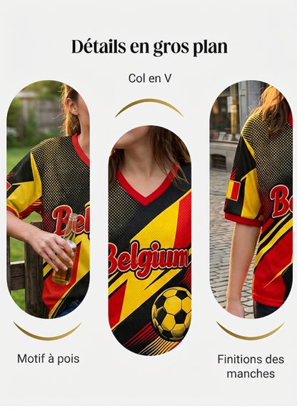 T-shirt de fan avec impression artistique pour soutenir le football féminin belge