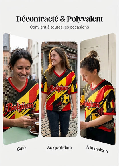 T-shirt de fan avec impression artistique pour soutenir le football féminin belge